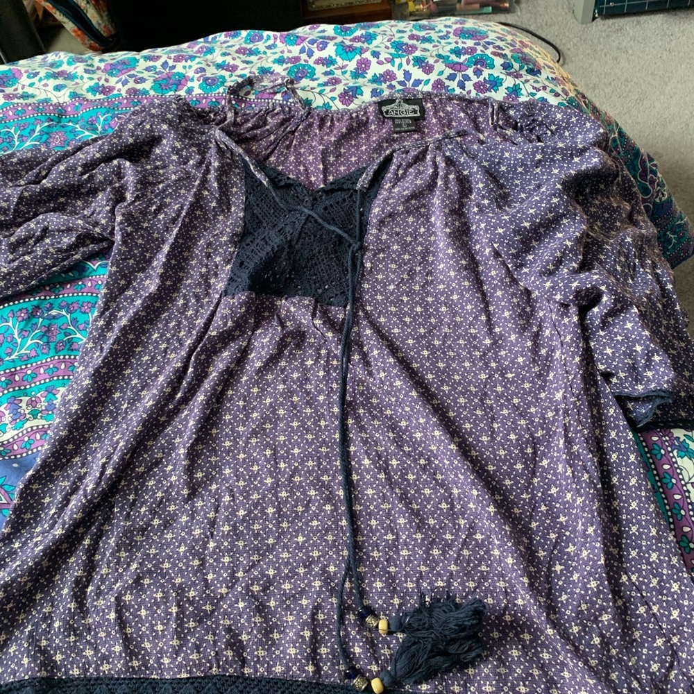 Navy flow shirt with print